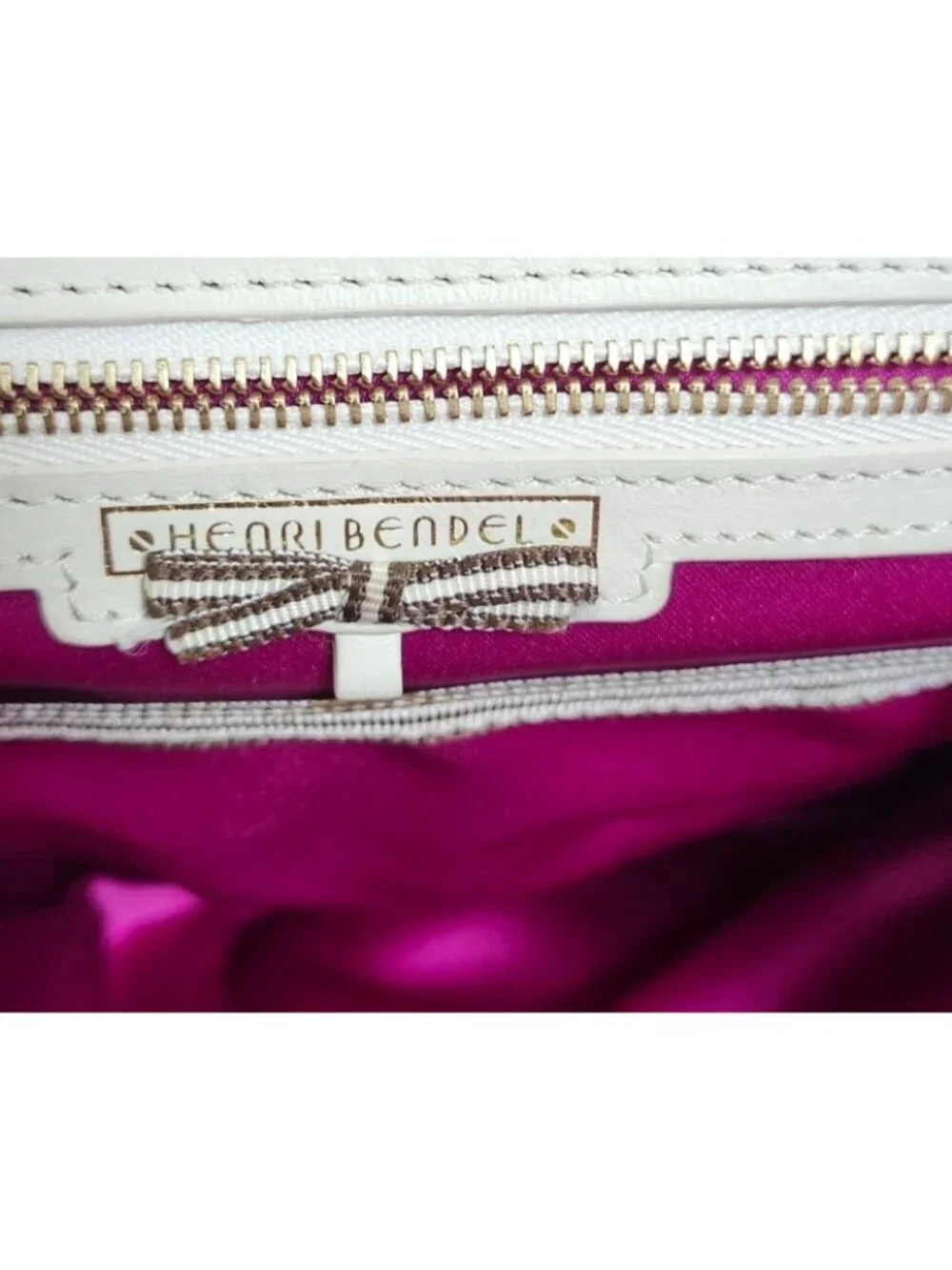 Henri Bendel Leather Crossbody Tan Camel Pink Lining Large Shoulder Purse